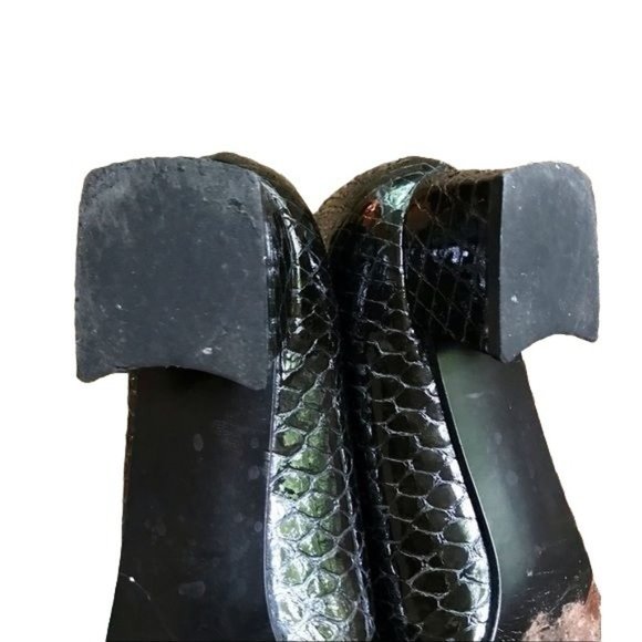 Stuart Weitzman Patent Leather Croc Block Heels Size 7 A - Picture 6 of 9